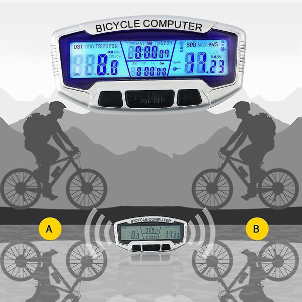 Langallinen LCD-polkupyörän polkupyörän pyöräilytietokone matkamittarin nopeusmittari