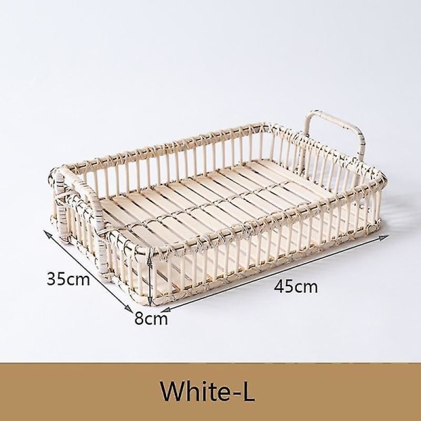 Dekorative Rattan-brett Hjemmet Firkantet Brett Hvit L