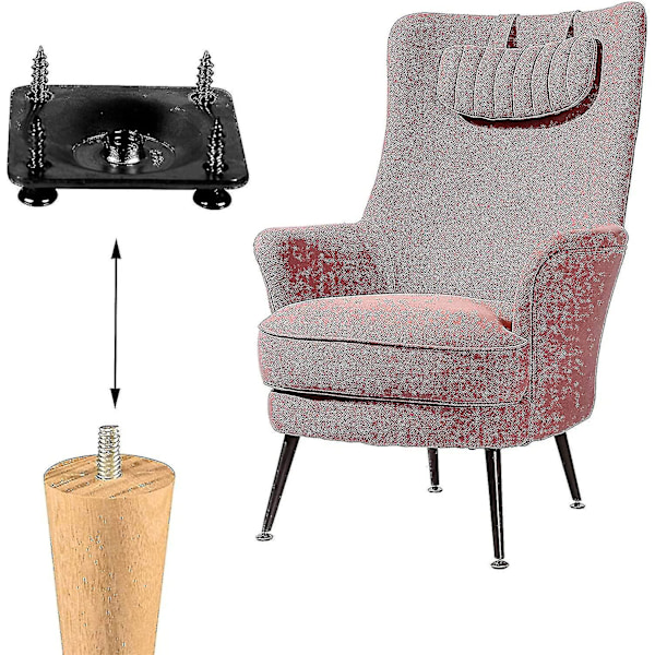 4 stycken fotmonteringsbrickor, svarta möbelfotmonteringsbrickor