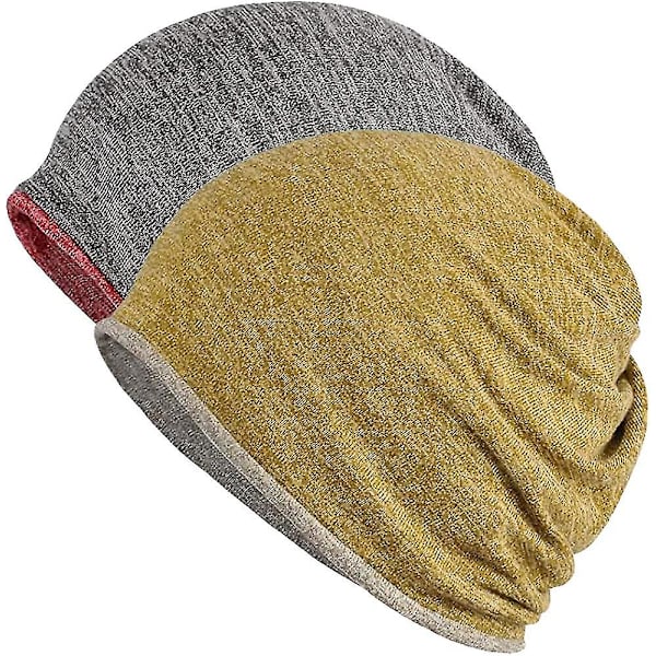 Hatt for menn og kvinner i bomull, avslappet beanie, myk og lett løpehatt, kort hatt for voksne, kjemisk hatt, avslappet hatt Red*yellow