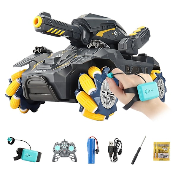 RC Tankbil, Skyter Vannkuler (bomber) Fjernstyrt Bil, 4WD Battle Stunt Bil Yellow