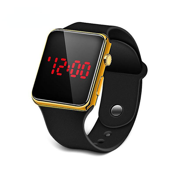 LED-belagt Liten Kvadratisk Elektronisk Klok Innovativ Ung Mann Og Kvinne Student Elektronisk Lommeklokke Black belt rose gold shell