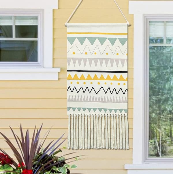 Vävd Gobeläng, Väggbonad i Spets, Chic Boho Heminredning