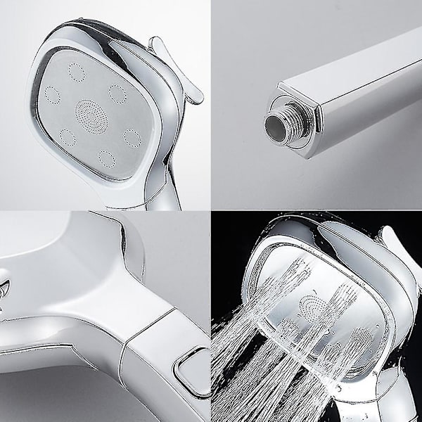 Universal Højtryks Bruseshowerhoved 4-Modes Bruseshowerhoved Silver