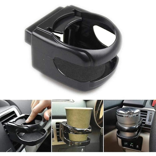 Bilstøtte til kop, justerbar drikkekopholder, vandflaskeholder, auto luft (2 stk., sort)