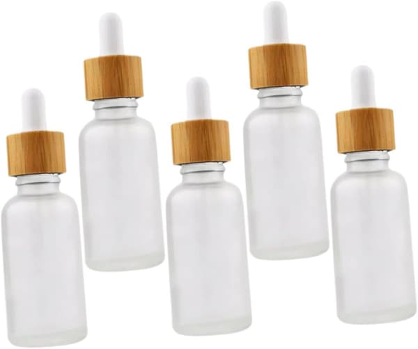 5 st eteriska oljeflaskor Små droppflaskor för reseparfym lotion bambuträ