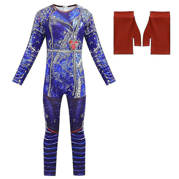 Descendants 3 Evie Kostymset Barn Flickor Fancy Up Jumpsuit Handskar Outfit 9-10 Years