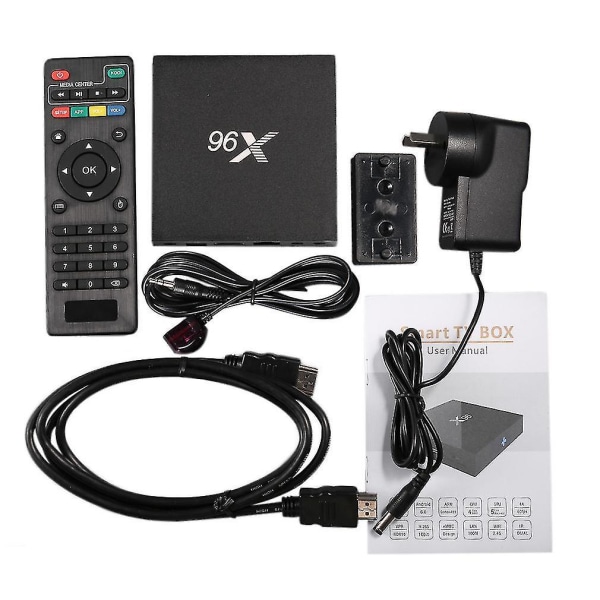 X96 S905x Quad Core 1g+8g Tv Box Toppe Vægmontering Sort