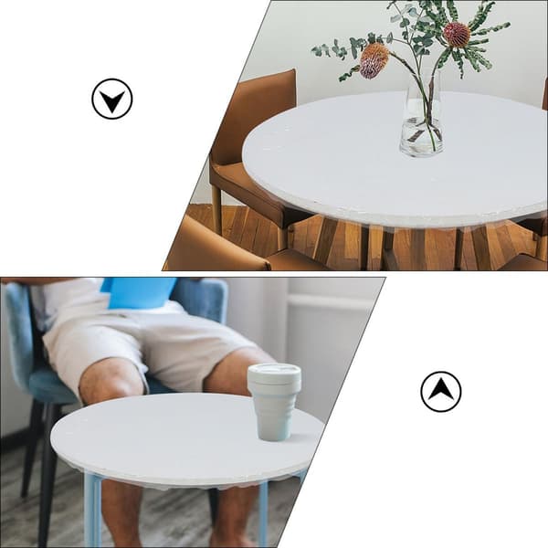 2 st elastiska bordsdukar runda PVC med flanellbaksida oljesäker vattenabsorption enkel