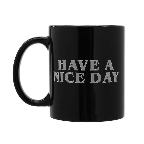 Personlighet Ha En Trevlig Dag Mugg Kaffe Mjölk Te Koppar