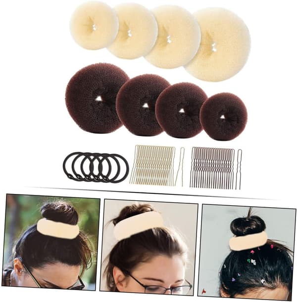 Hårkrøller Bun Maker Donut Bun Hårvridningsverktøy for kvinner Skoleutstyr U-formede klips