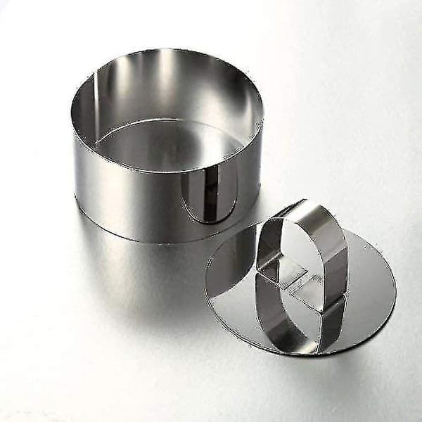 Mousse Ringer i Rustfritt Stål Kakeform Med Skyver, 8cm, 6 stk Runde