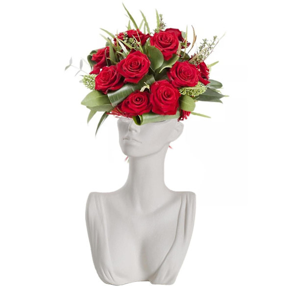 Blomster Vase Statue Ansigt Potte Hovedformet Hjem Kontor