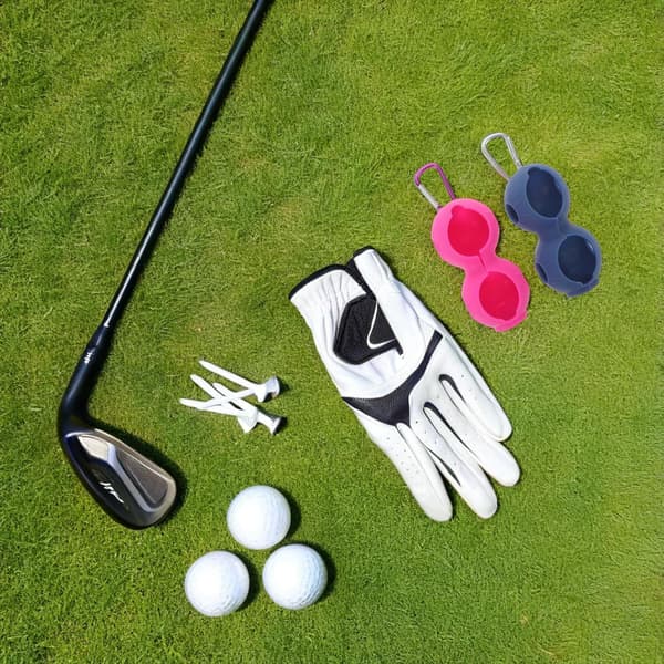 2 stk. Golfbold Silikonehylsterholder med Spænde Bærbar Blå og Lilla Golfboldpose