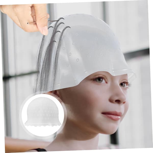 Silikon hårfargehette for striper Gjenbrukbar hårfargehette Elastisk bånd for salong Hjemmefrisering