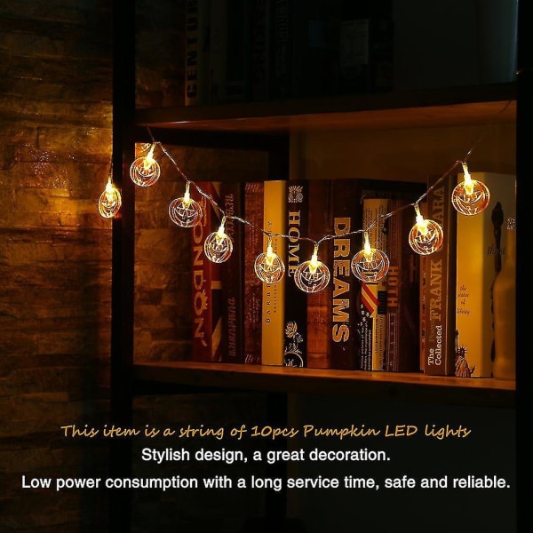 Batteridriven 10 LED Pumpa Fairy String Light