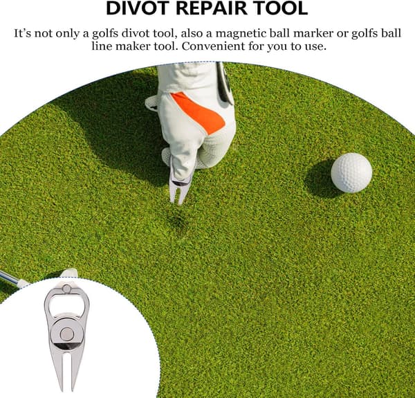 Divot Repair Tool Golfgaffel med Boldmarkør Zinklegering Rustbestandig