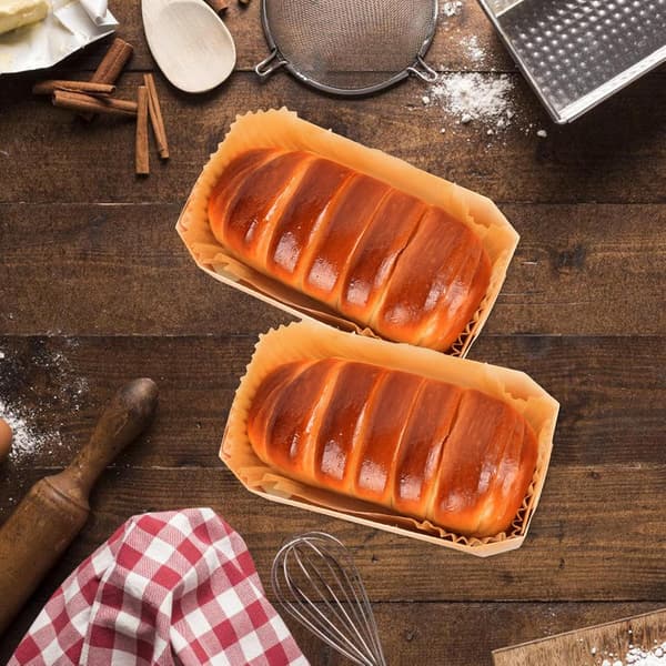 6 stk. rektangulær brødform i poppel, non-stick brødform uten bunn, jevn varmefordeling, ovnsbaking