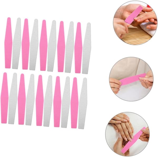 20 stk. bærbare dobbeltsidede neglefile svamp neglebuffere til manicure