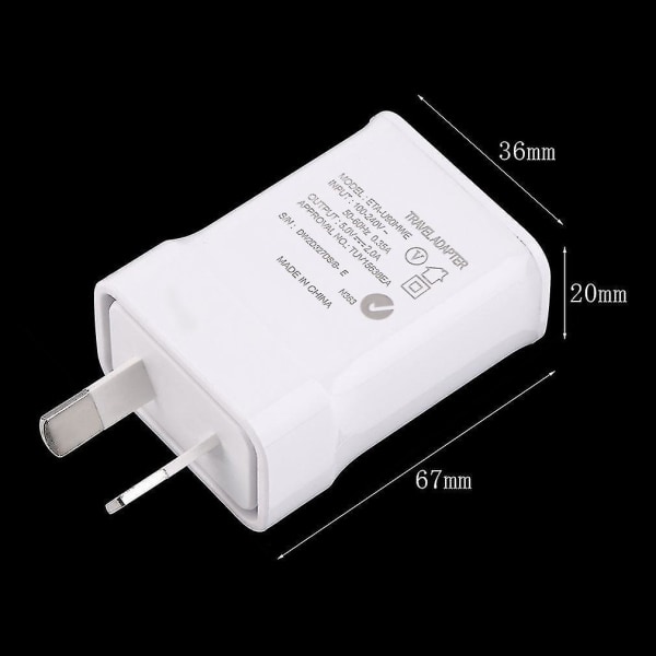 AU Plugg 5V 2.0A Enkel USB Hjemmekontor Vegglader Adapter