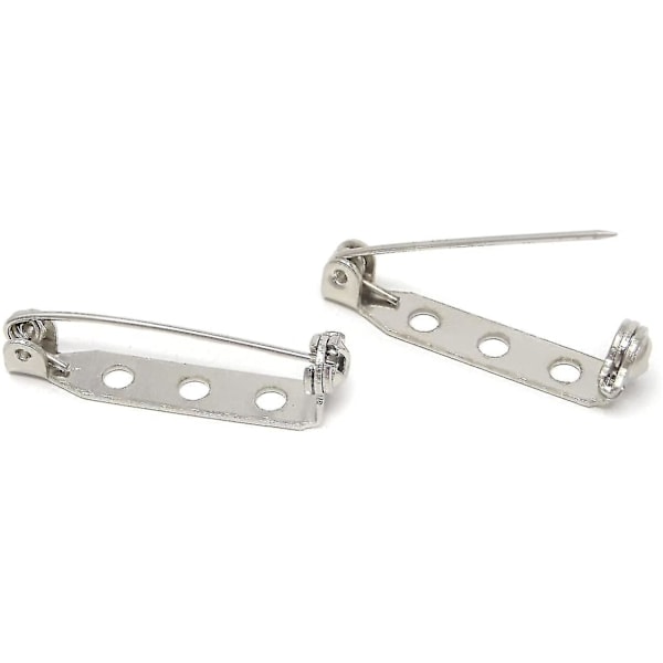 100 stk Sølvfarvede Nålbagstykker Broche Pins Bar Håndværk 25mm