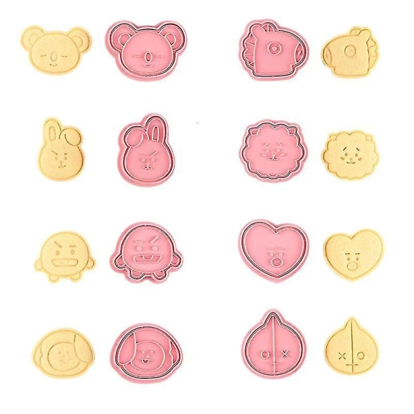 8 stk Cartoon 3D Cookie Cutters Kjeksform Festdekorering