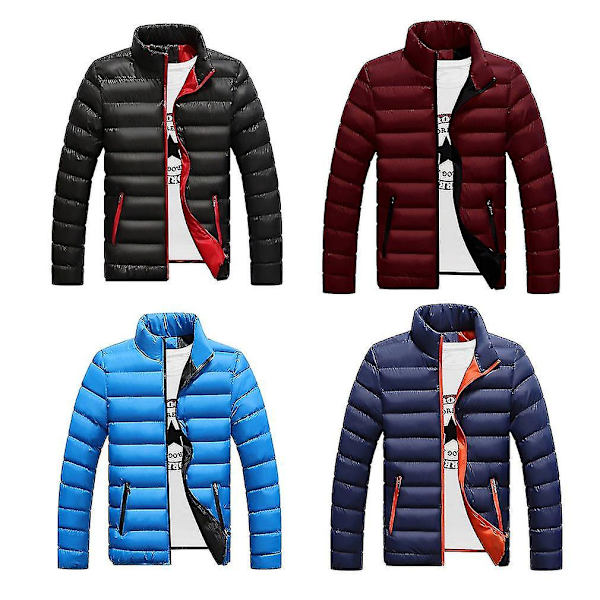 Miesten paksu puuvillakangastakki pystykauluksella, slim-fit