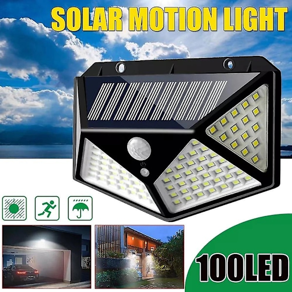 Solcelle Vegglamper Utendørs 100 LED 3 Moduser 270 Vinkel IP65