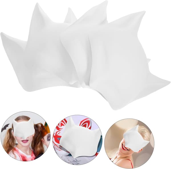 4 stk. tomme revemasker til Halloween DIY malbare maskerademasker