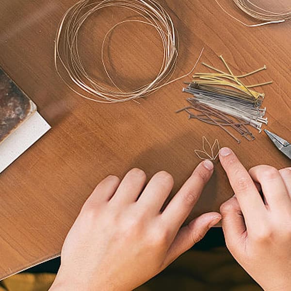 600 stk. metallhode-nåler, flate hode-perlenåler for DIY smykkefremstilling
