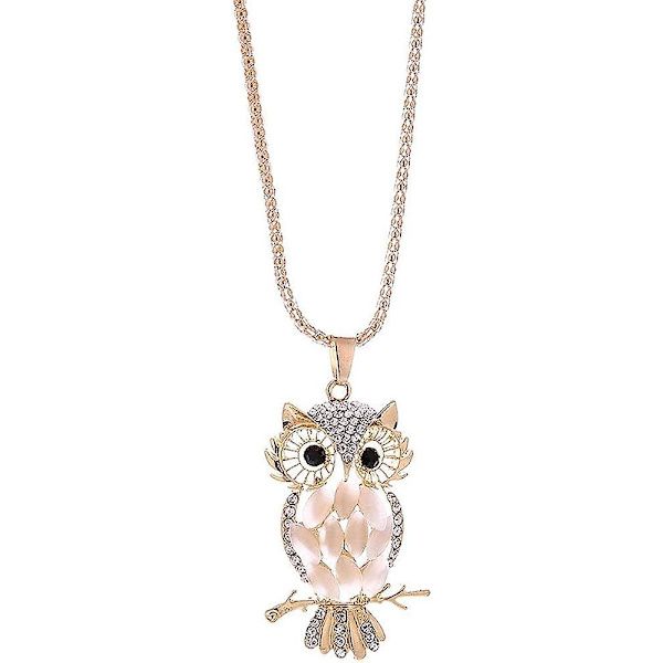 Söt Halsband med Uggla för Kvinnor, Modehalsband med Rhinestone, Hängsmycke, Enkel (vit, Storlek)