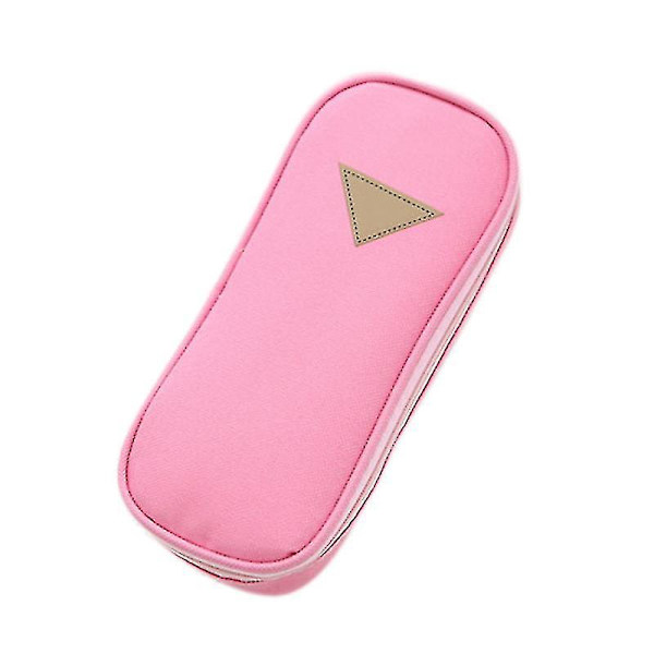 Multifunktionel Sød Farve Kort Lærred Blyantsæske Skrivebordsopbevaring Organizer Taske (1 stk, Pink)