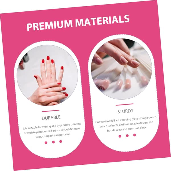 Neglekunst Stamping Taske og Negle Stålplade Etui Rosarød Rektangulær Opbevaringspose