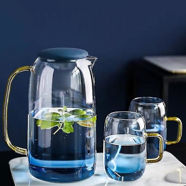 3 stk. 1500ml Gradient Farvet Glasflaske Sæt Guld Håndtag