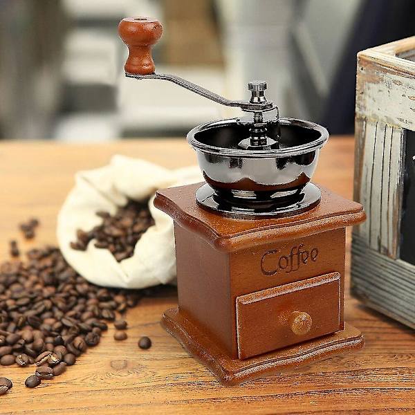 Kaffebönor Kvarn Keramik Klassisk Trä Hand