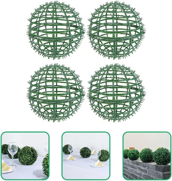 4st Blomsterarrangemang Hylla Buxbom Topiary Boll Ram Rund Plastmaterial Lättvikt