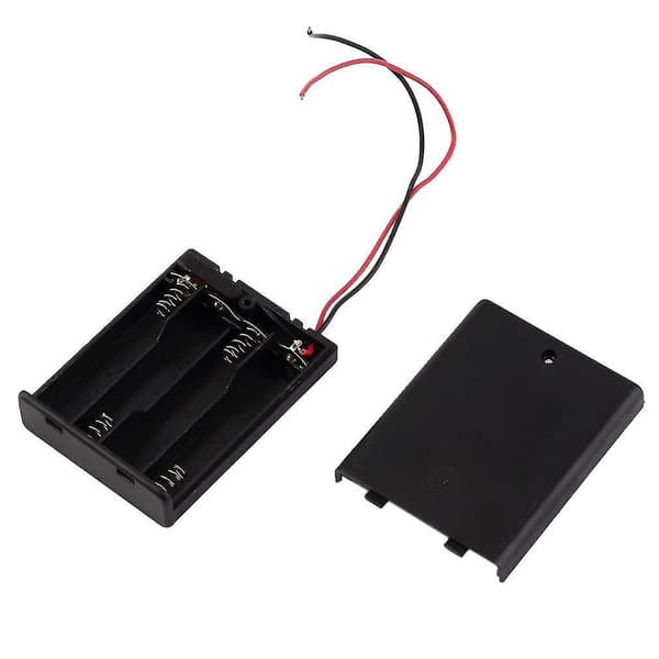 Bärbar Mini Batteriförvaringslåda 4st AAA Batterifodral Lockomkopplare