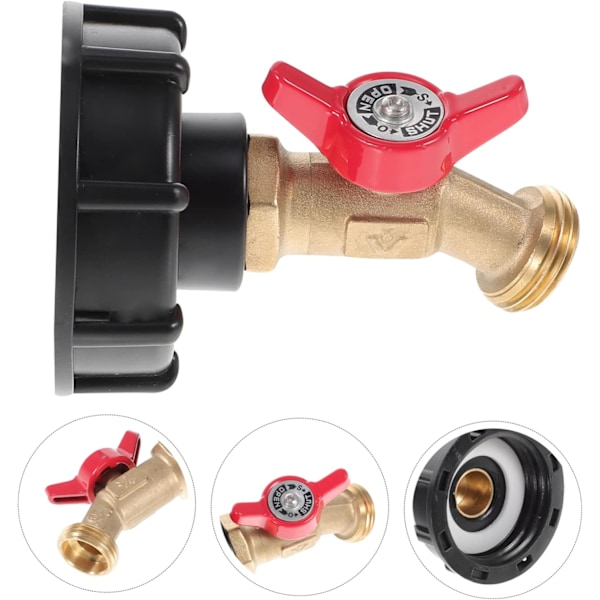 Tote Adapter med 3/4 Tommers Kran Tonne Fat Vanntank Kran Solid Messingkonstruksjon