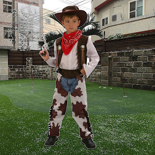 Guttekostyme Cowboysett Rollespill Chaps Antrekk Hatt L