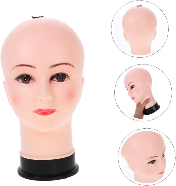 Profesjonell parykkutstillingsmannekenghode for styling, plasthodeform for kvinner, brillehette