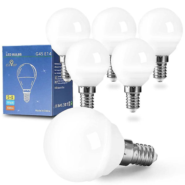 6-pack 6W LED-globbulbs E14 G45 20 LED SMD2835