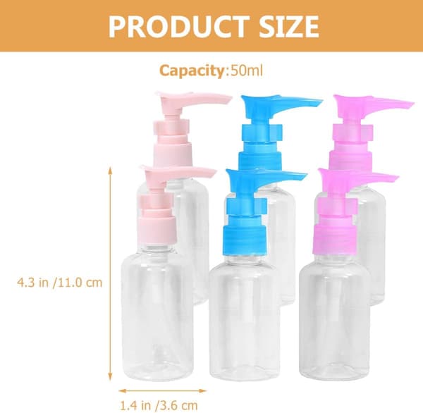 6 st plastpumpflaskor 50 ml påfyllningsbara schampoflaskor med pump
