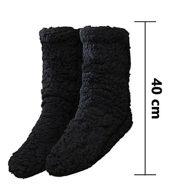 1 Par Ikke-Skridsikre Sokker, Vinter Fluffy Cozy Fleece Sokker, Plys Bløde Varme Gulvsokker Black