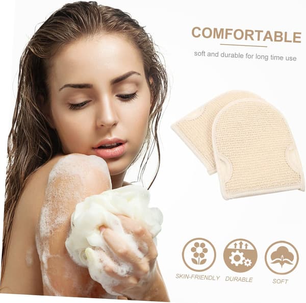 2 st exfolierande handskar dubbelsidiga badhandskar för kroppsskrubbning i duschen