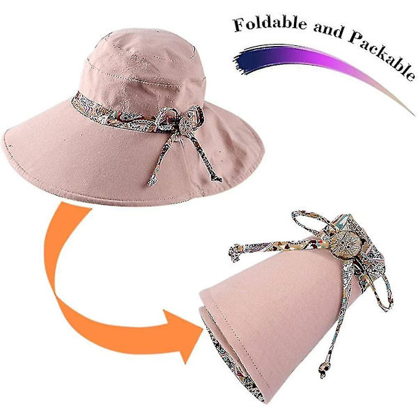 Hagehatt og caps Solhatter for kvinner Bredbremmet sammenleggbar solhatt UV-beskyttelse Strand solcaps