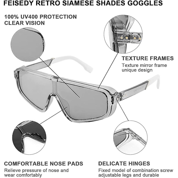 Retro En-delte Aviator Firkantede Solbriller Sport Siamese Shades Briller For Menn Kvinner B2722