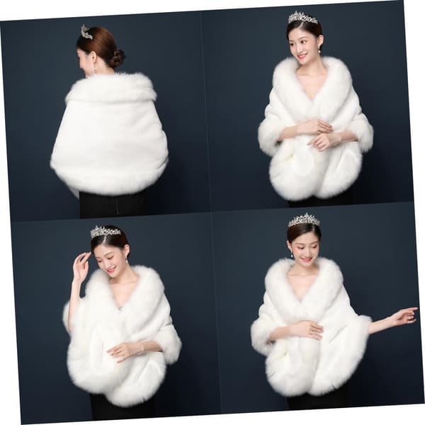 Plys brudeshawl kappe til vinterbryllupper Elegant toasttøj wrap hvid stilfuld og varm tippet