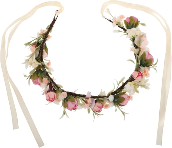 Boho Blomsterkrans Hårbånd til Kvinder Elegant Blomsterkrone Hårtilbehør Holdbart Design