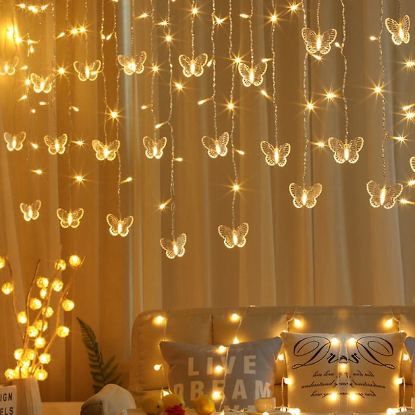 LED-julstrådsfjärilsgardin