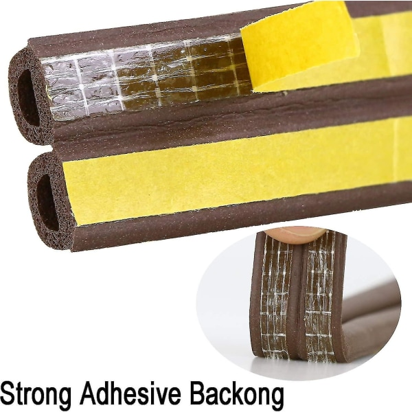 D-profil pakningsliste, dør- og vinduespakning med stærk vedhæftning, 6 meter (brun)